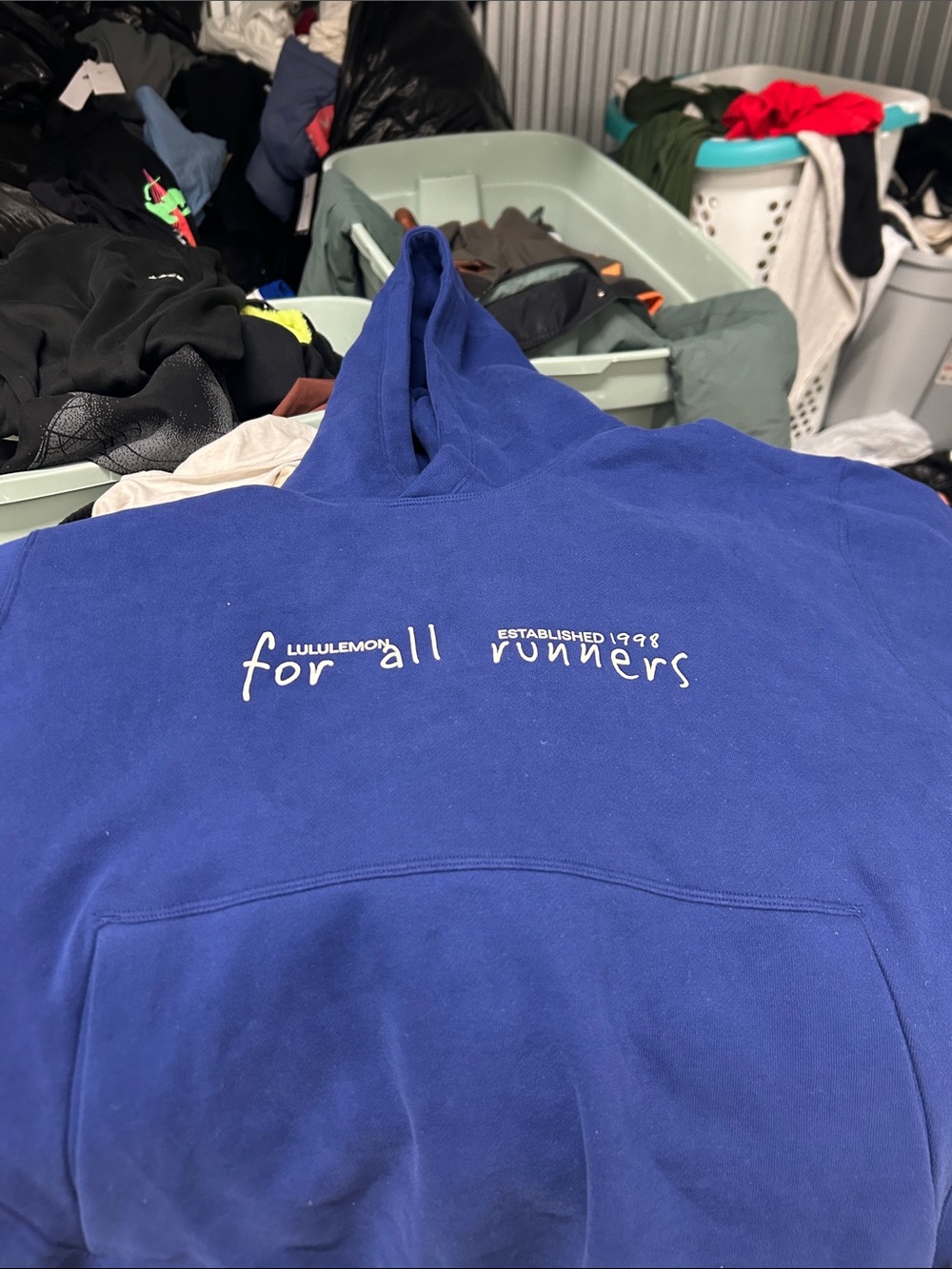 lululemon athletica Men’s Royal Blue Crewneck Hoodie with White Script